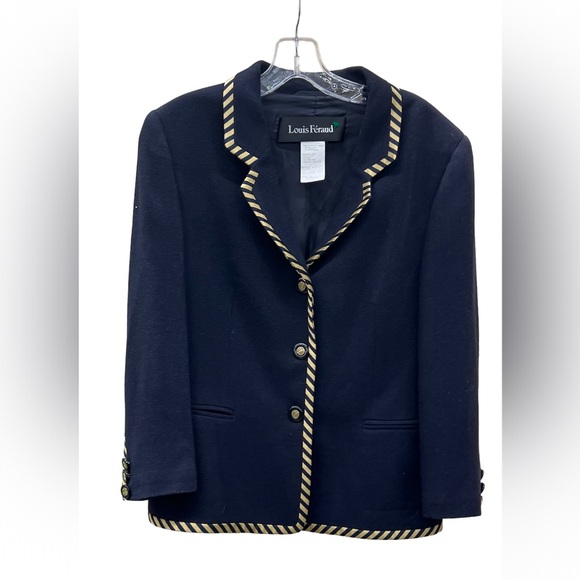 Louis Feraud Vintage Virgin Wool Blazer Navy Size Medium Excellent Condition - Picture 5 of 9